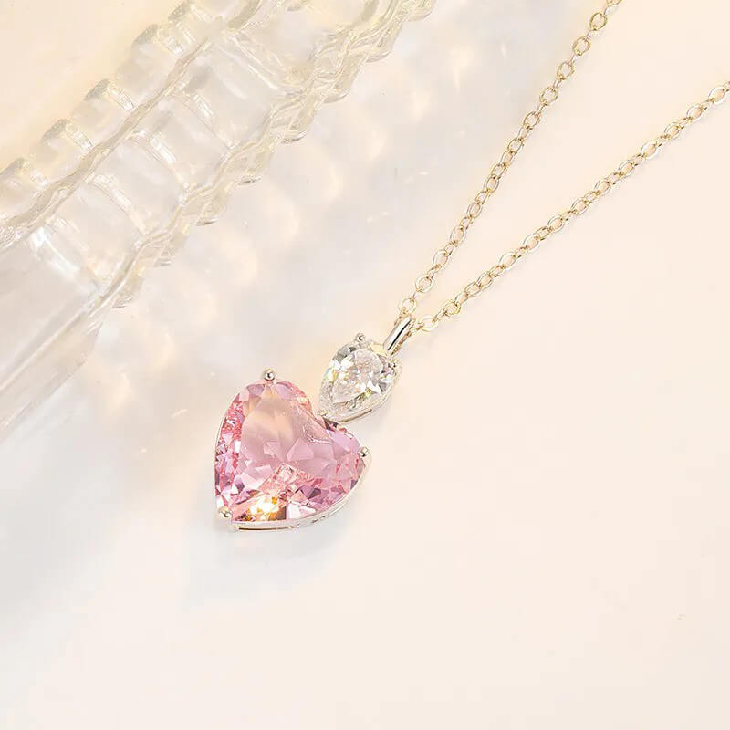 Collar Corazon Piedra Rosa Vaelis™