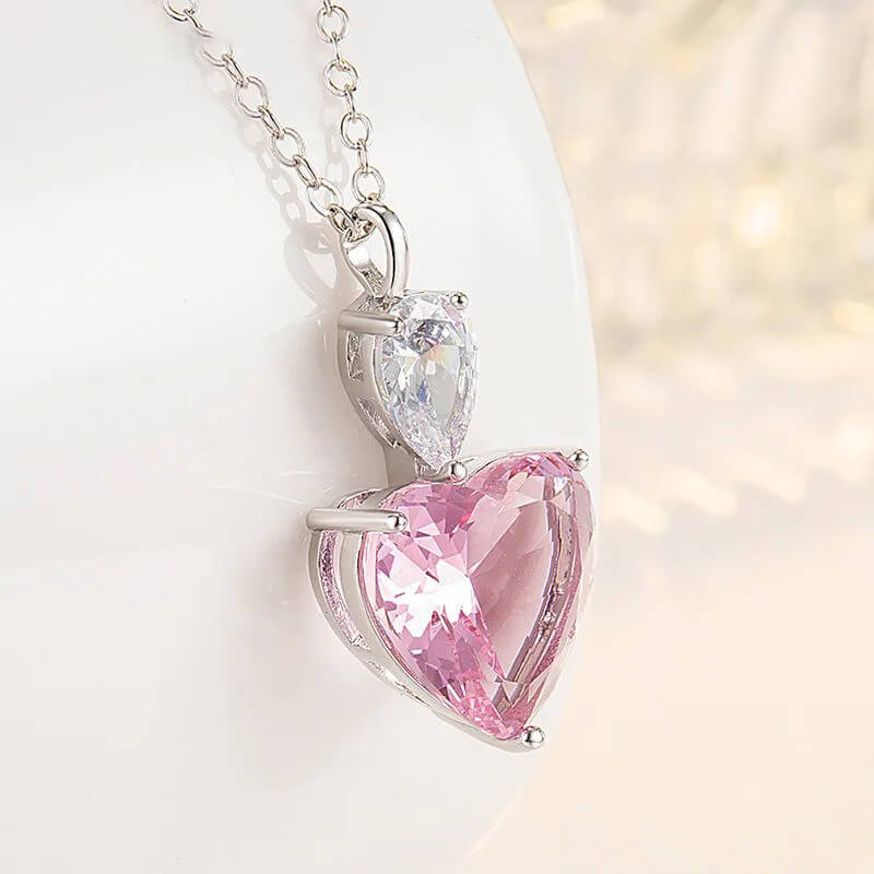 Collar Corazon Piedra Rosa Vaelis™