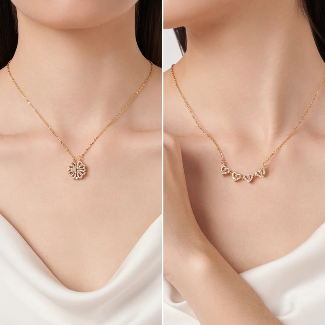 collar trebol corazon