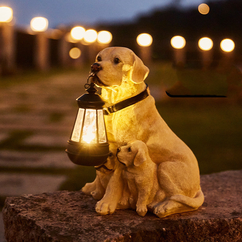 Charming Garden Decor | Solar Dog Statue Light with Lantern | Eco-Friendly Outdoor Ambience for Patios and Pathways 0