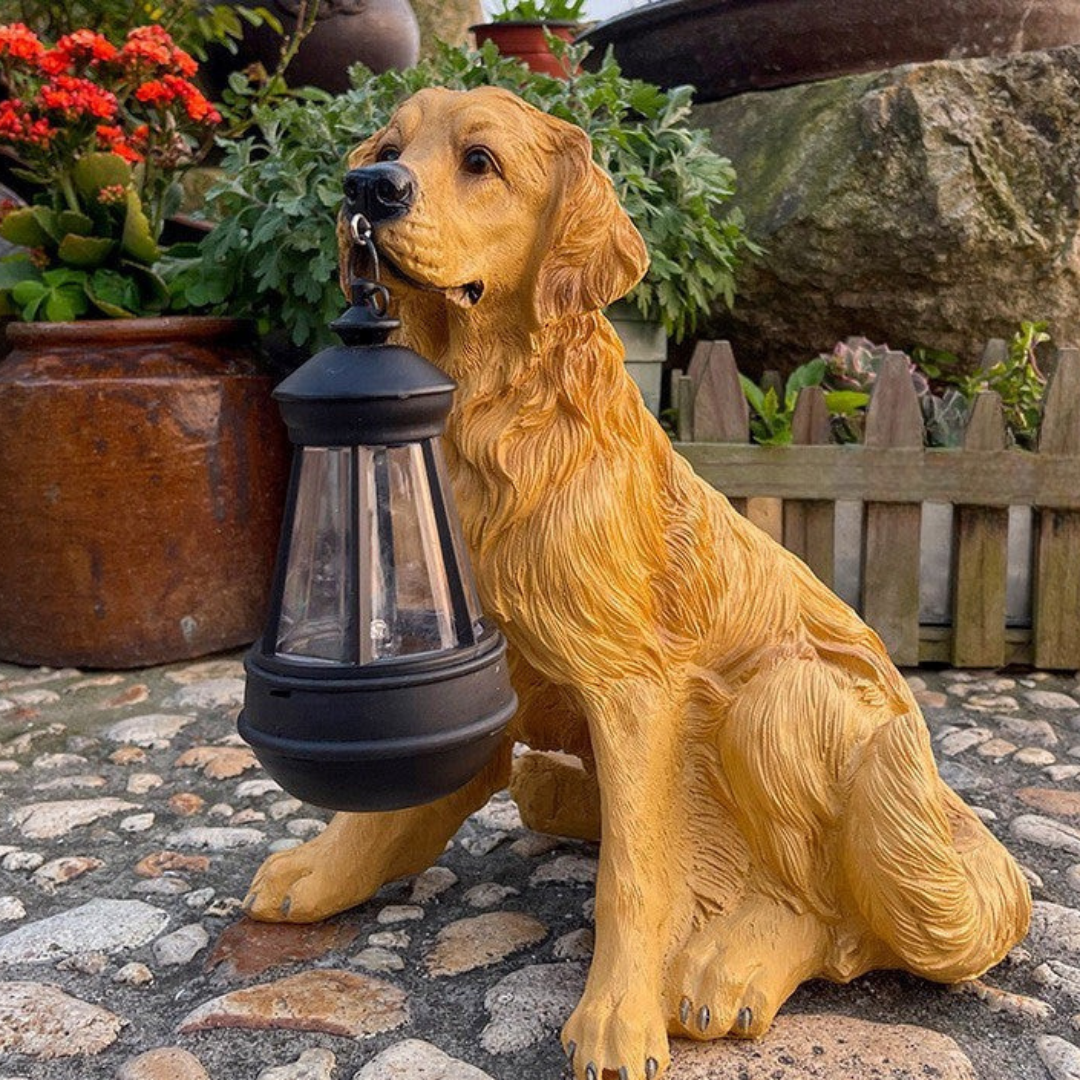 Charming Garden Decor | Solar Dog Statue Light with Lantern | Eco-Friendly Outdoor Ambience for Patios and Pathways 2