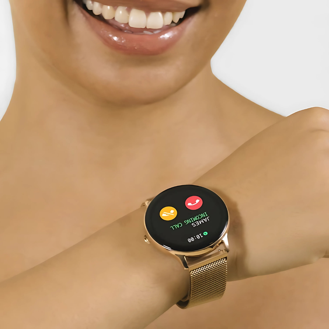 Elegant Fitness Smartwatch with Gold Mesh Strap | Advanced Health Tracking for Daily Wellness 2