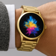 Elegant Smart Watch with Gold Metal Strap & Amoled Display | Stylish Health Tracker for Daily Connectivity 0