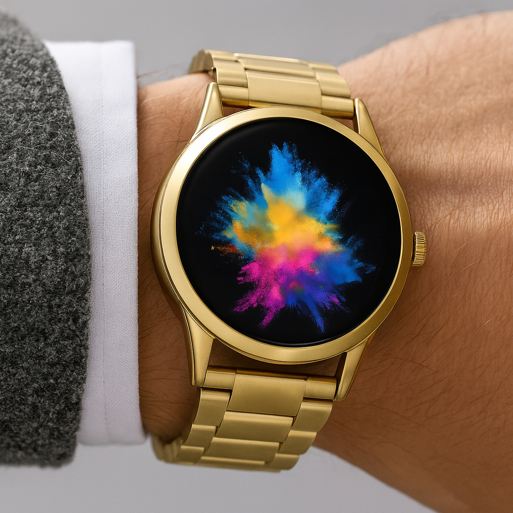 Elegant Smart Watch with Gold Metal Strap & Amoled Display | Stylish Health Tracker for Daily Connectivity 0