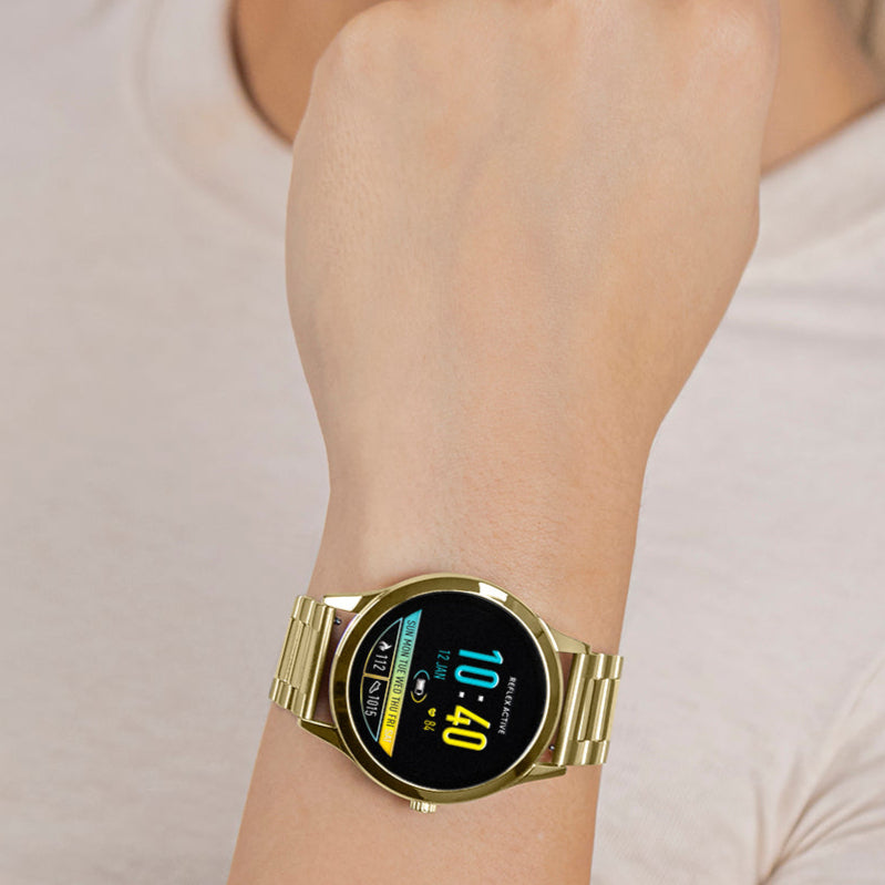 Elegant Smart Watch with Gold Metal Strap & Amoled Display | Stylish Health Tracker for Daily Connectivity 2