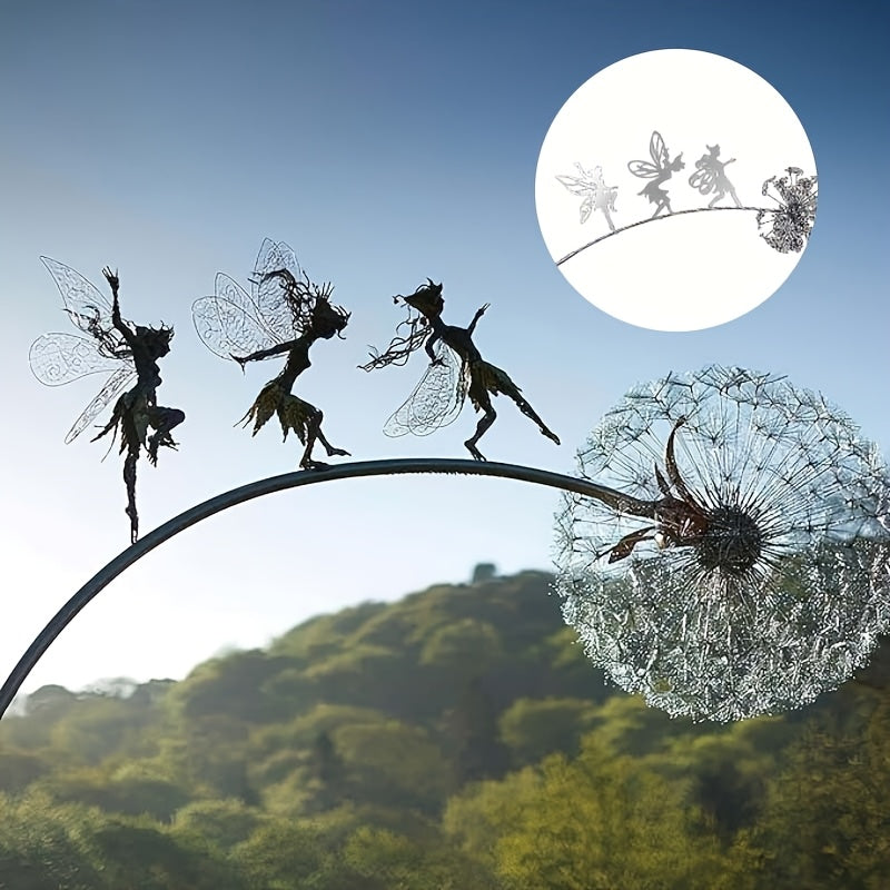 Enchanting Fairy Garden Sculpture | Metal Garden Art with Whimsical Design | Durable Outdoor Decoration for Magical Spaces 0