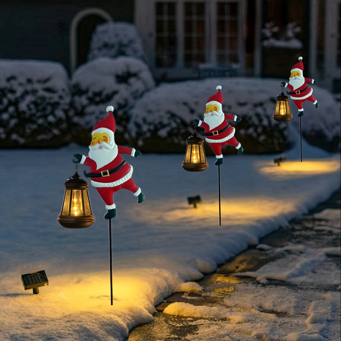 Festive Solar Garden Lights | Santa Lantern Design for Outdoor Cheer | Weather-Resistant LED Illuminators 1