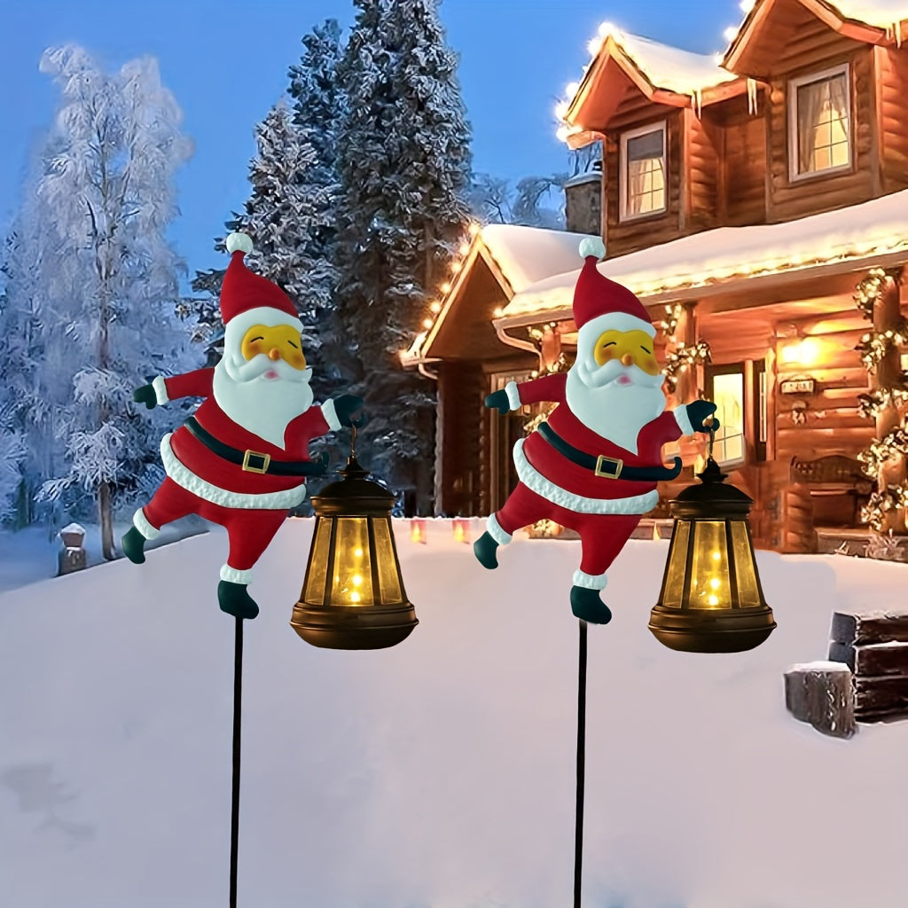 Festive Solar Garden Lights | Santa Lantern Design for Outdoor Cheer | Weather-Resistant LED Illuminators 2
