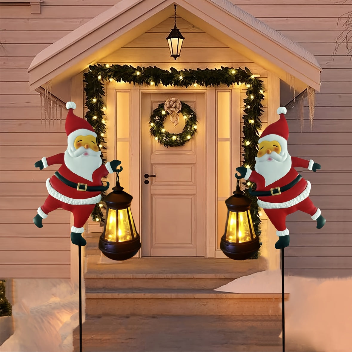 Festive Solar Garden Lights | Santa Lantern Design for Outdoor Cheer | Weather-Resistant LED Illuminators 4