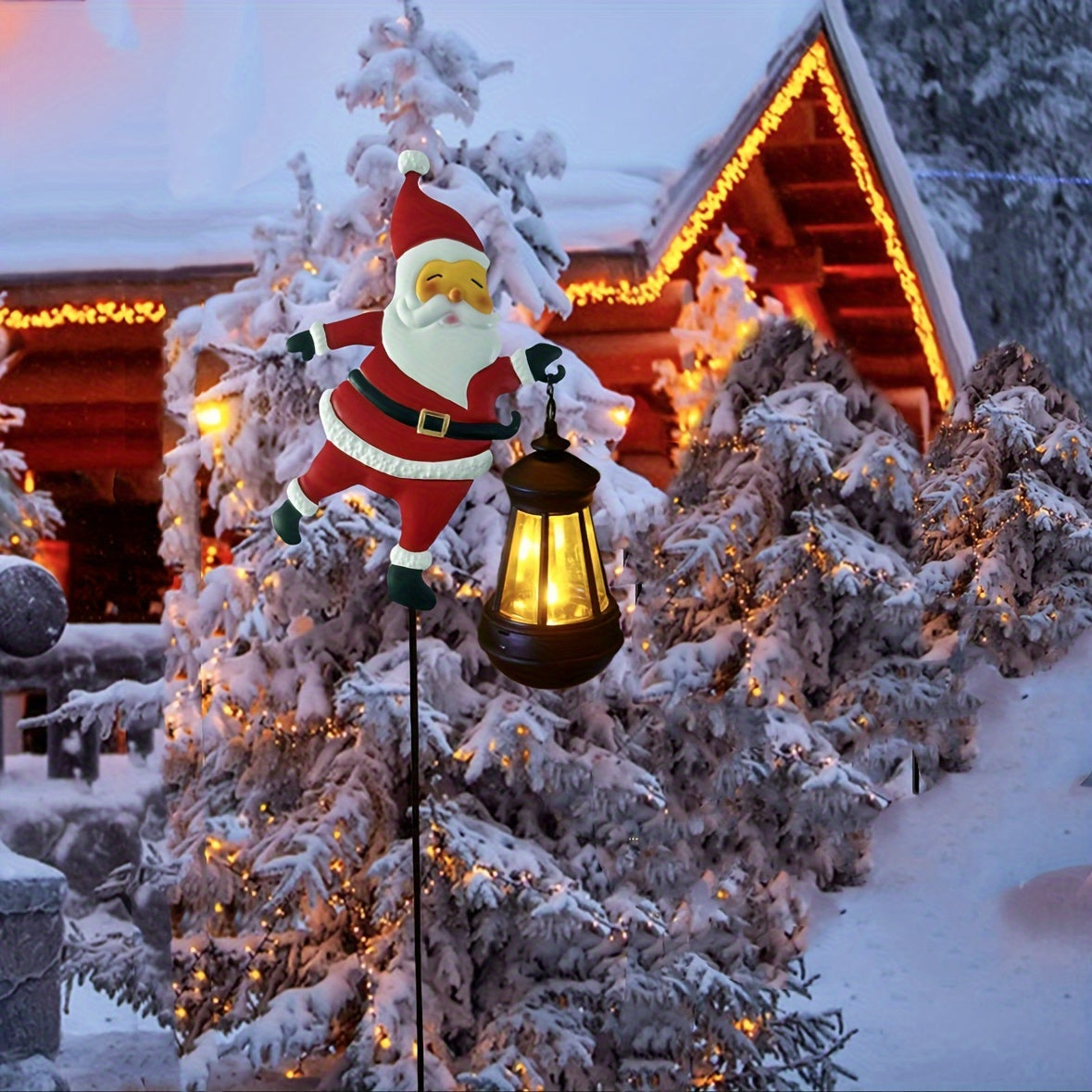 Festive Solar Garden Lights | Santa Lantern Design for Outdoor Cheer | Weather-Resistant LED Illuminators 6
