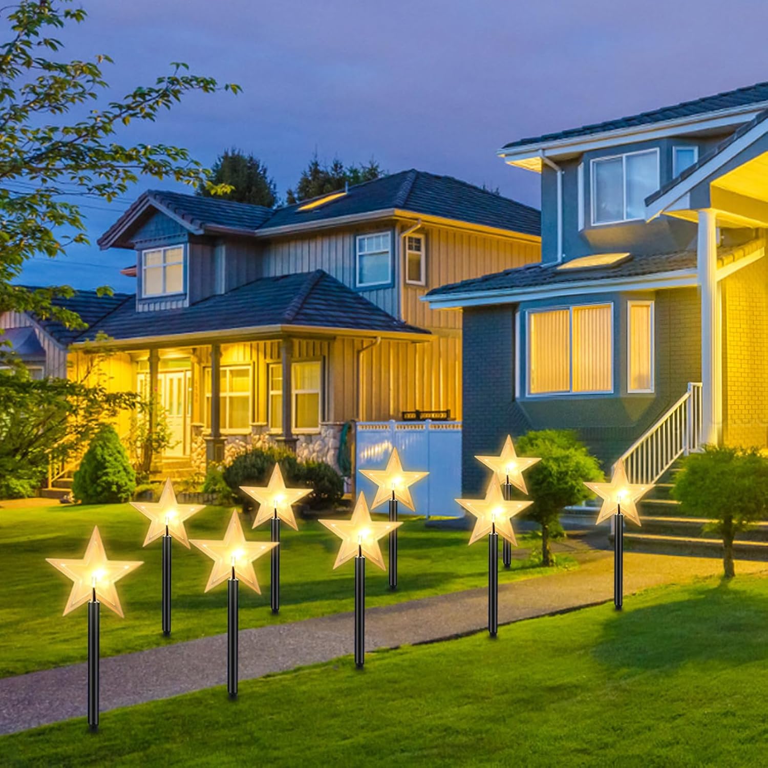 Festive Star Pathway Garden Lights with Timer Function | Enchanting Outdoor Illumination for Magical Evenings 2