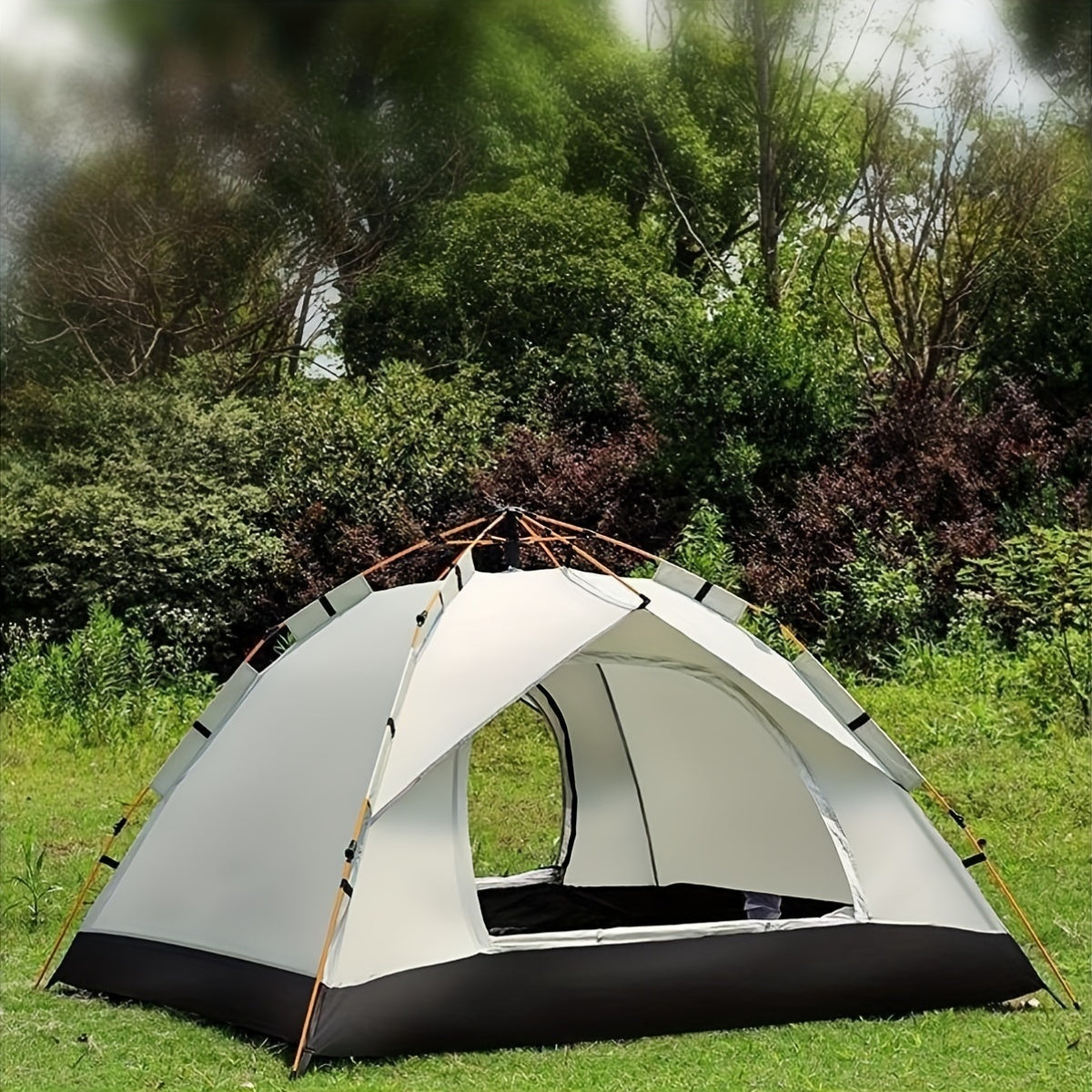 Outdoor Adventure | 4 Man Camping Tent with Fiberglass Frame | Lightweight Oxford Fabric for Spring Trips 0