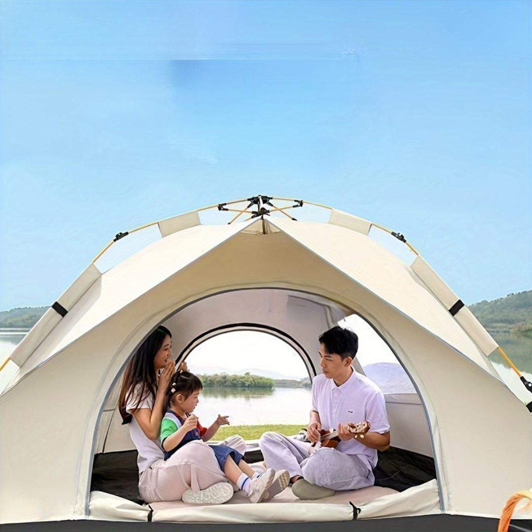 Outdoor Adventure | 4 Man Camping Tent with Fiberglass Frame | Lightweight Oxford Fabric for Spring Trips 1