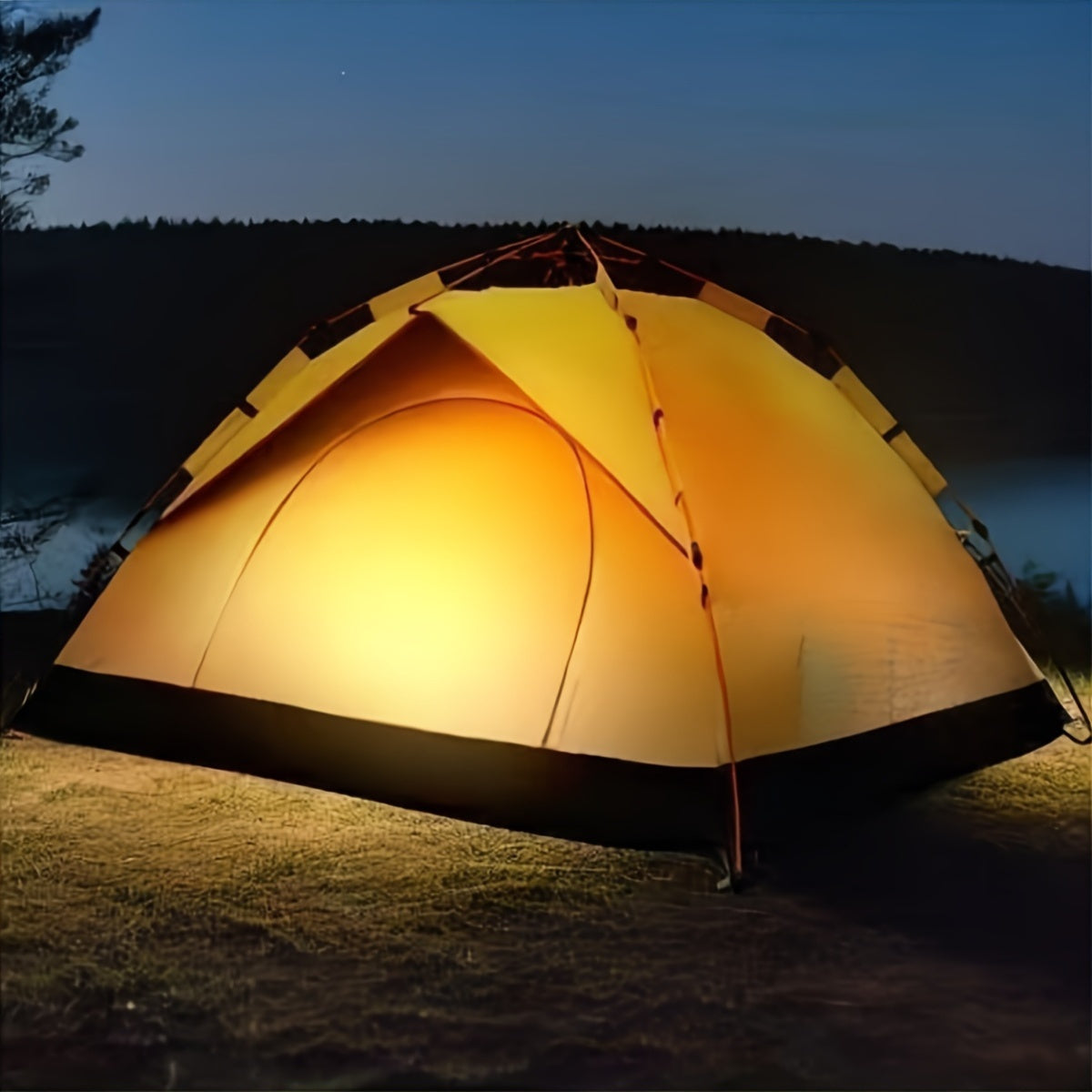 Outdoor Adventure | 4 Man Camping Tent with Fiberglass Frame | Lightweight Oxford Fabric for Spring Trips 4