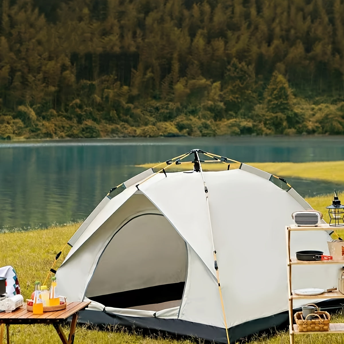 Outdoor Adventure | 4 Man Camping Tent with Fiberglass Frame | Lightweight Oxford Fabric for Spring Trips 5