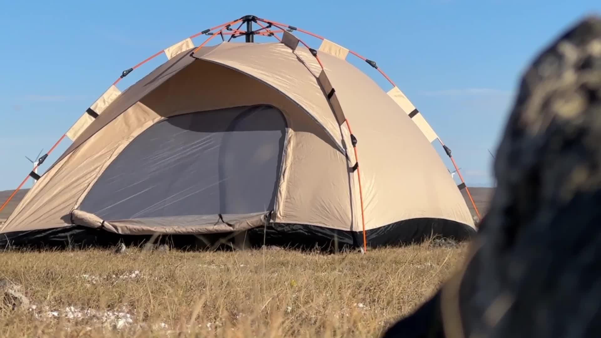 Outdoor Adventure | 4 Man Camping Tent with Fiberglass Frame | Lightweight Oxford Fabric for Spring Trips 6
