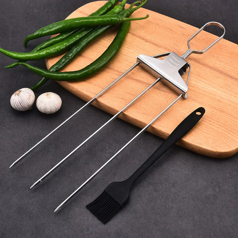 Outdoor Cooking Essentials | Metal Barbecue Skewers with Triple-Prong Design | Durable BBQ Skewers for Even Grilling 1