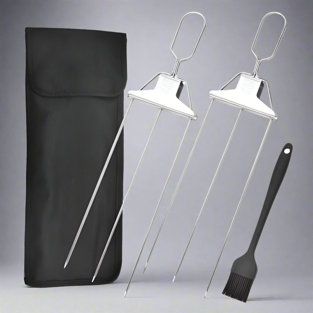 Outdoor Cooking Essentials | Metal Barbecue Skewers with Triple-Prong Design | Durable BBQ Skewers for Even Grilling 5