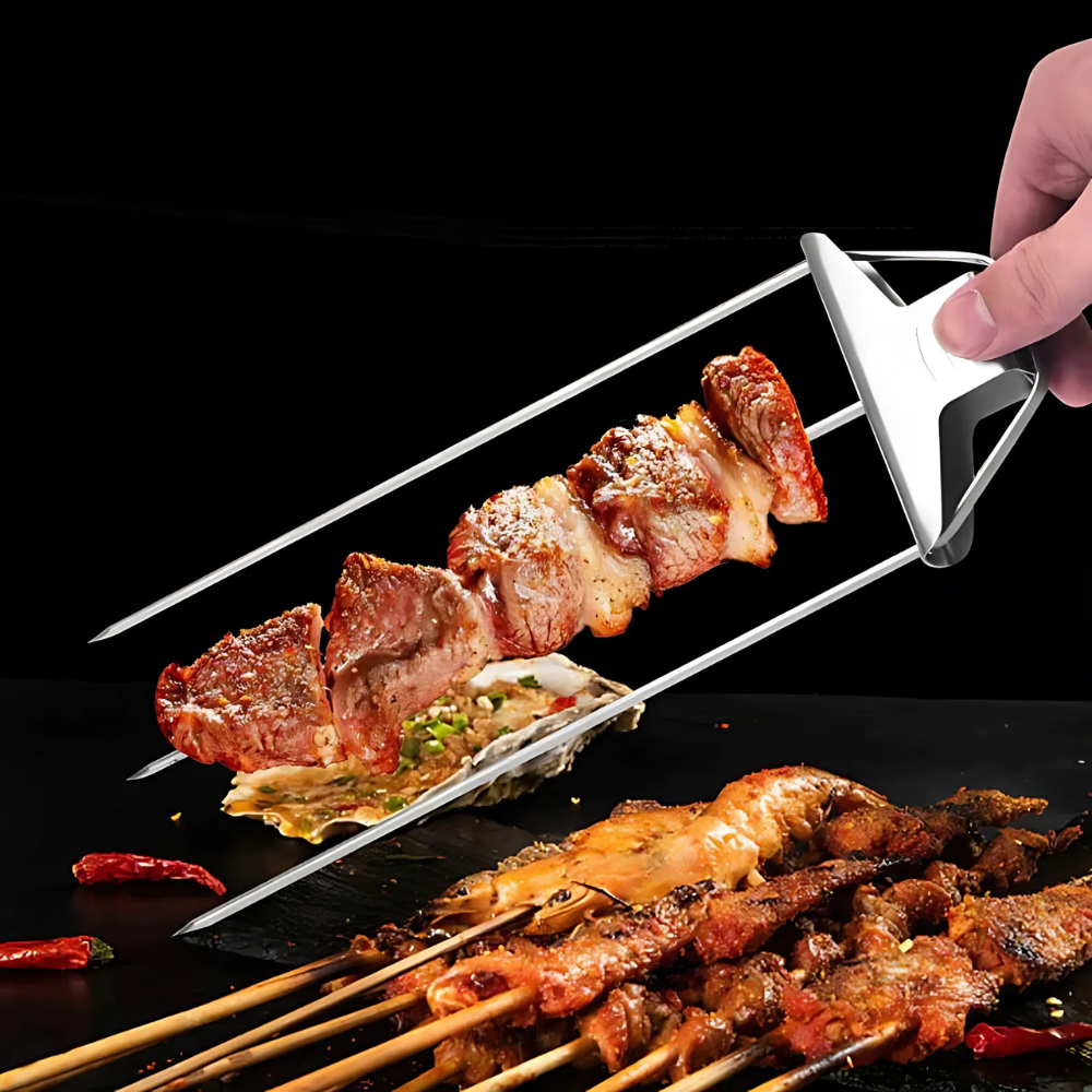 Outdoor Cooking Essentials | Metal Barbecue Skewers with Triple-Prong Design | Durable BBQ Skewers for Even Grilling 6
