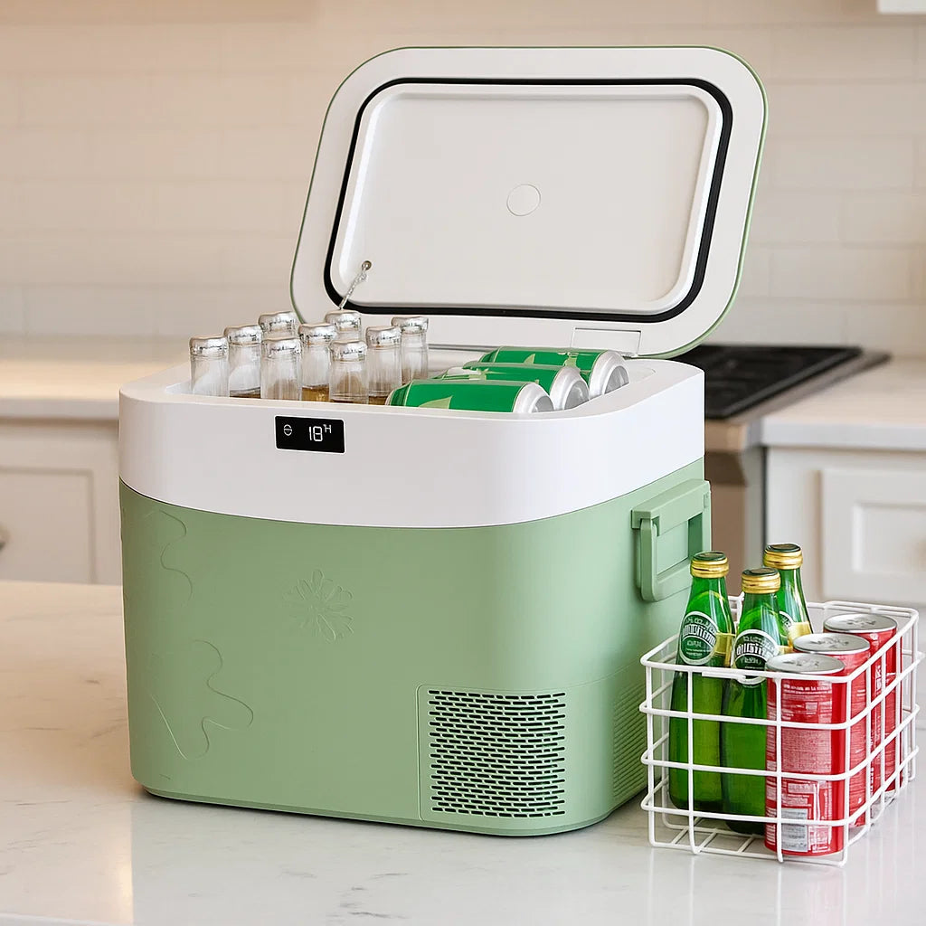 Portable Mini Fridge with Freezer for Fast Cooling - Lightweight & Compact Design for Outdoor Adventures 1