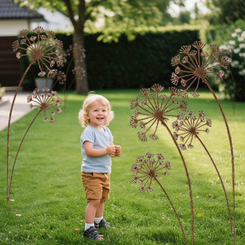 Rustic Garden Decor | Metal Dandelion Ornaments with Intricate Design | Elegant Outdoor Accessories for Year-Round Charm 0