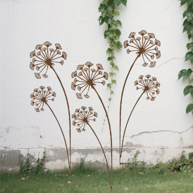 Rustic Garden Decor | Metal Dandelion Ornaments with Intricate Design | Elegant Outdoor Accessories for Year-Round Charm 1