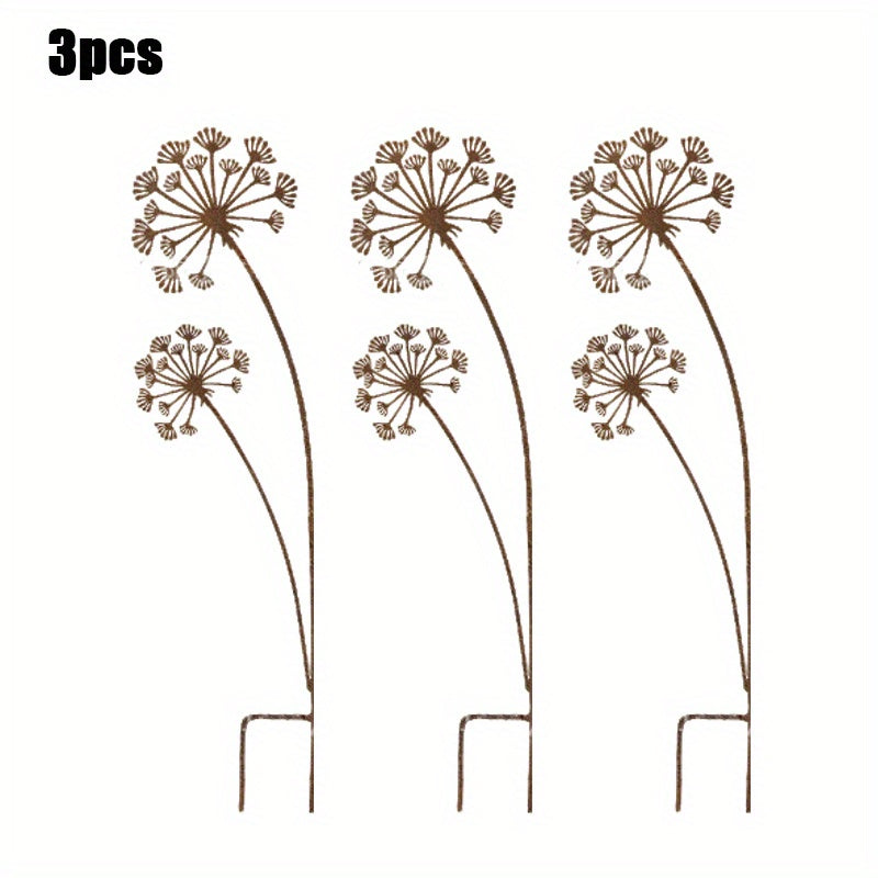 Rustic Garden Decor | Metal Dandelion Ornaments with Intricate Design | Elegant Outdoor Accessories for Year-Round Charm 3