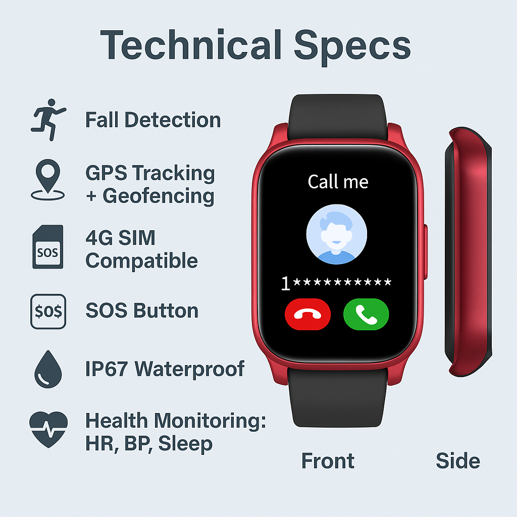 Safety Watch | GPS Smartwatch with SOS Alert & Fall Detection | Health Monitoring for Seniors 4