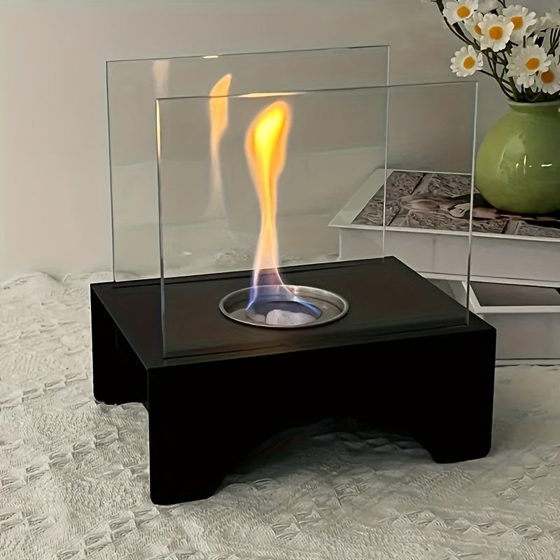 Vintage Table Top Fire Pit | Portable Bioethanol Fireplace with Real Flame Effect | Indoor/Outdoor Ambiance for Cozy Gatherings 1