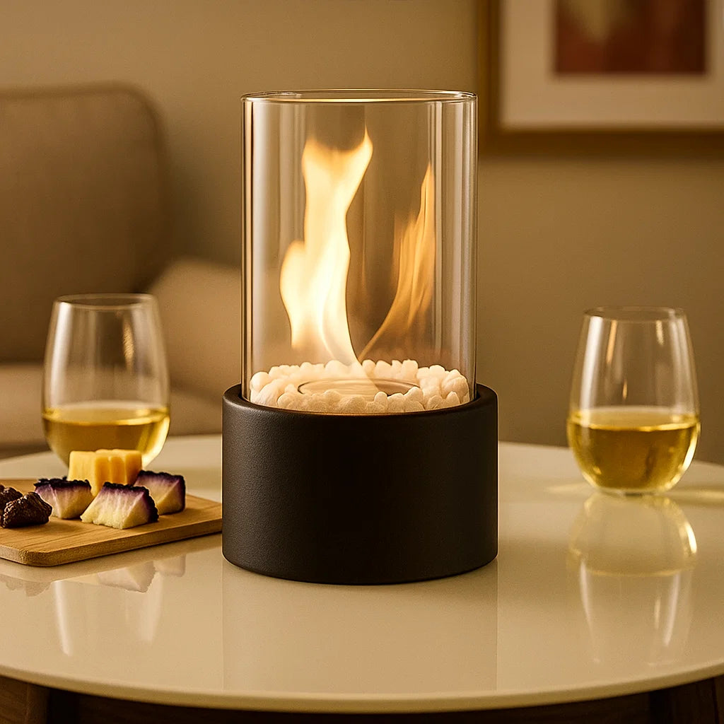 Vintage Table Top Fire Pit | Portable Metal Fireplace with Real Flame Effect | Indoor & Outdoor Decor for Cozy Ambience 1